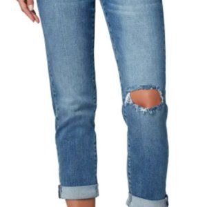 Liverpool Los Angeles Ripped Cuffed High Waist Girlfriend Jeans, Size 12, ERIN